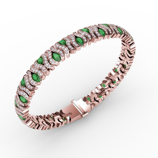 Wave Emerald and Diamond Bracelet Image 2 Falls Jewelers Concord, NC