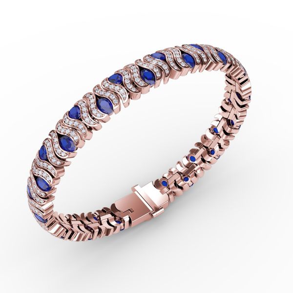 Wave Sapphire and Diamond Bracelet Image 2 Milano Jewelers Pembroke Pines, FL