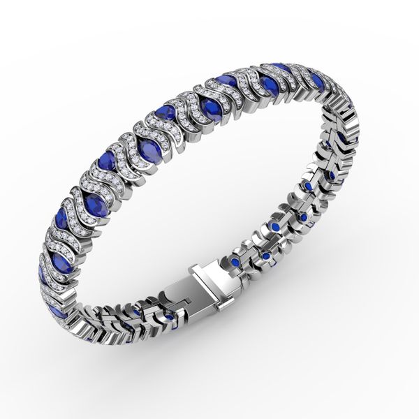 Wave Sapphire and Diamond Bracelet Image 2 Lake Oswego Jewelers Lake Oswego, OR