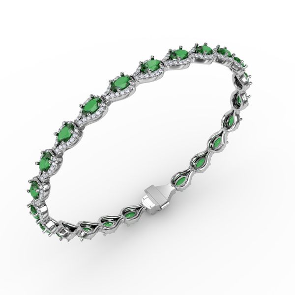 Pear-Shaped Diamond & Emerald Bracelet Image 2 The Diamond Center Claremont, CA