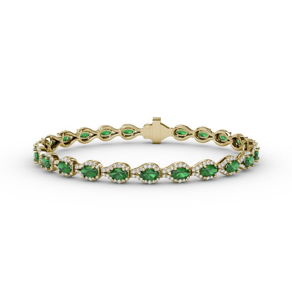 Pear-Shaped Diamond & Emerald Bracelet Perry's Emporium Wilmington, NC