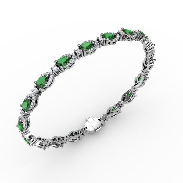 Pear-Shaped Emerald and Diamond Bracelet Image 2 Shannon Jewelers Spring, TX