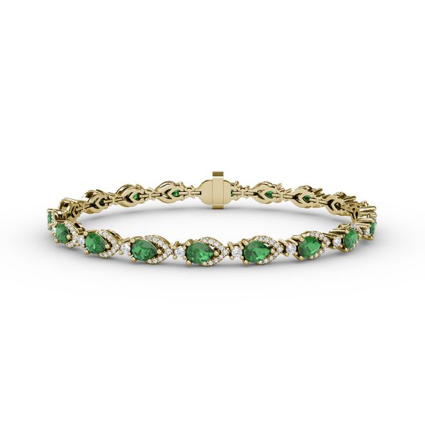Pear-Shaped Emerald and Diamond Bracelet Perry's Emporium Wilmington, NC