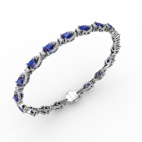 Pear-Shaped Sapphire and Diamond Bracelet Image 2 P.K. Bennett Jewelers Mundelein, IL