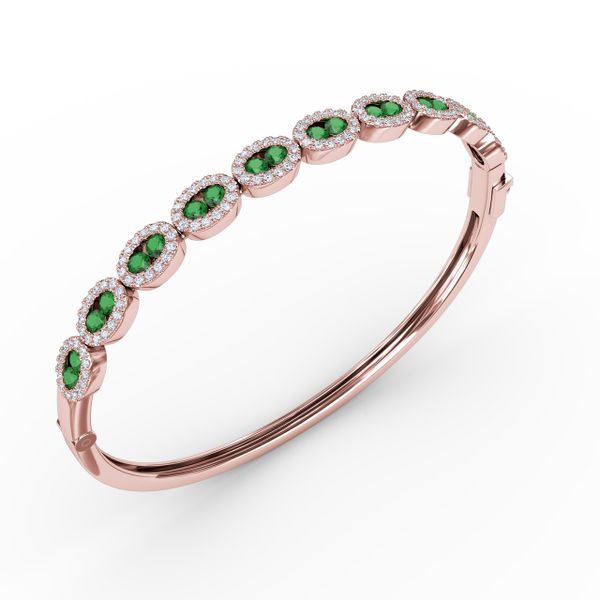 Whimsical Emerald & Diamond Bangle Image 2 LeeBrant Jewelry & Watch Co Sandy Springs, GA