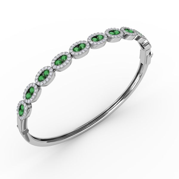 Whimsical Emerald & Diamond Bangle Image 2 Lake Oswego Jewelers Lake Oswego, OR