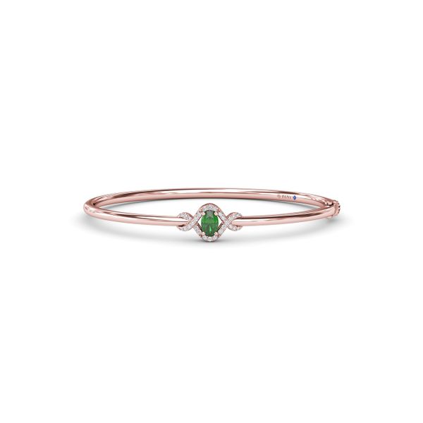 Love Knot Emerald and Diamond Bangle Bracelet S. Lennon & Co Jewelers New Hartford, NY