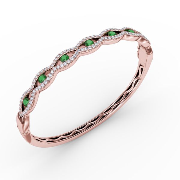 Striking Emerald and Diamond Bangle  Image 2 Gaines Jewelry Flint, MI
