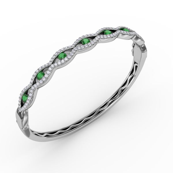 Striking Emerald and Diamond Bangle  Image 2 Milano Jewelers Pembroke Pines, FL