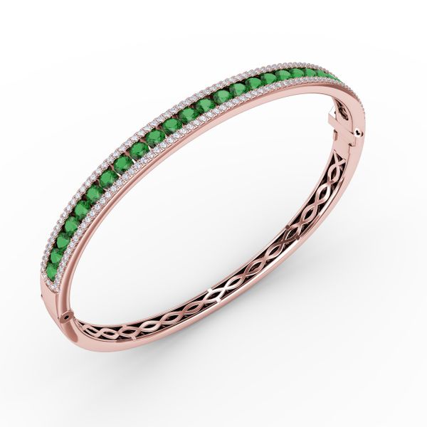 Emerald and Diamond Channel Set Bangle  Image 2 Conti Jewelers Endwell, NY