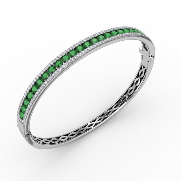 Emerald and Diamond Channel Set Bangle  Image 2 Cornell's Jewelers Rochester, NY