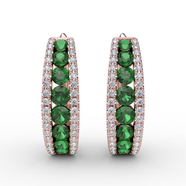 Channel Set Emerald Fashion Hoops Jacqueline's Fine Jewelry Morgantown, WV