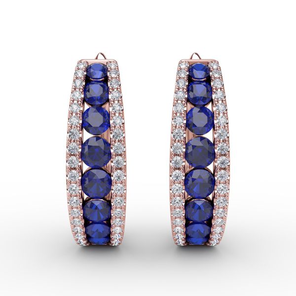 Channel Set Sapphire Fashion Hoops Sanders Diamond Jewelers Pasadena, MD