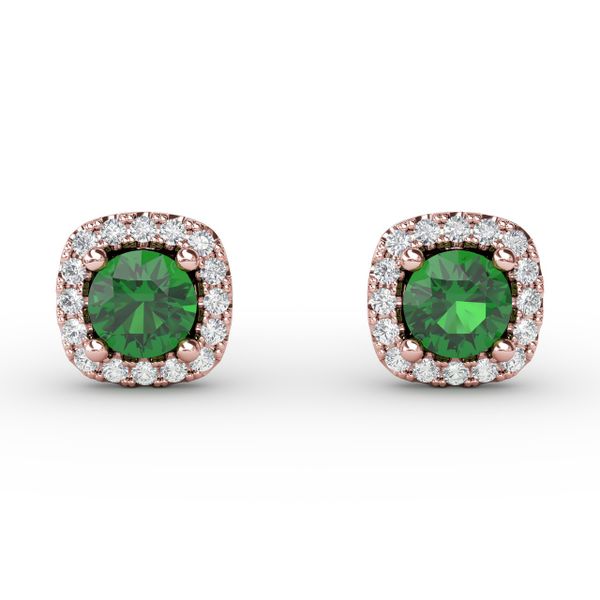 Cushion Cut Emerald Stud Earrings John Herold Jewelers Randolph, NJ