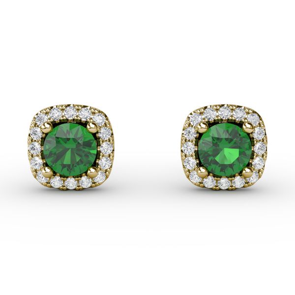 Cushion Cut Emerald Stud Earrings Gaines Jewelry Flint, MI