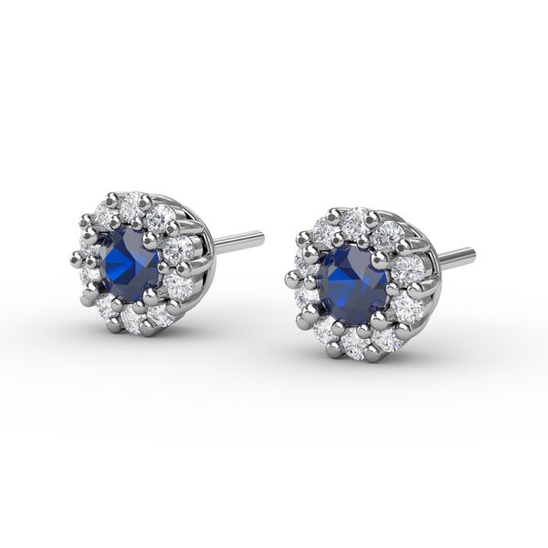 Shared Prong Sapphire and Diamond Stud Earrings  Image 2 Lake Oswego Jewelers Lake Oswego, OR