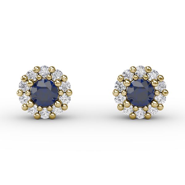 Shared Prong Sapphire and Diamond Stud Earrings  J. Thomas Jewelers Rochester Hills, MI