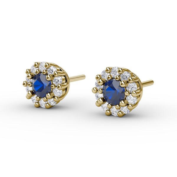 Shared Prong Sapphire and Diamond Stud Earrings  Image 2 Conti Jewelers Endwell, NY