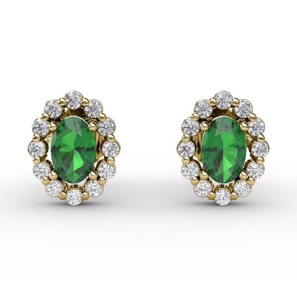 Halo Emerald and Diamond Stud Earrings  Perry's Emporium Wilmington, NC