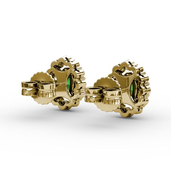 Halo Emerald and Diamond Stud Earrings  Image 3 Cornell's Jewelers Rochester, NY