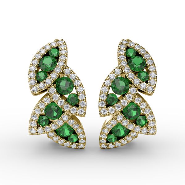Glam Galore Emerald and Diamond Leaf Earrings D. Geller & Son Jewelers Atlanta, GA