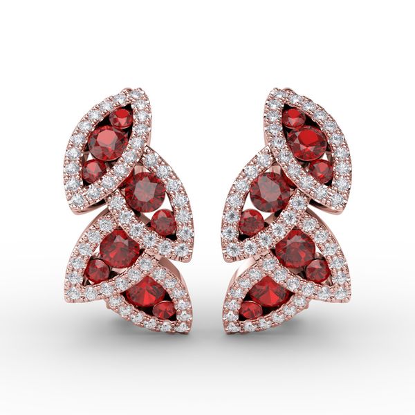 Glam Galore Ruby and Diamond Leaf Earrings S. Lennon & Co Jewelers New Hartford, NY
