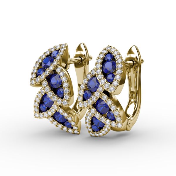 Glam Galore Sapphire and Diamond Leaf Earrings Image 2 Parris Jewelers Hattiesburg, MS