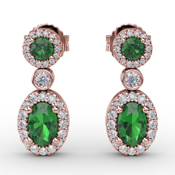 Set the Scene Emerald and Diamond Dangle Earrings Perry's Emporium Wilmington, NC