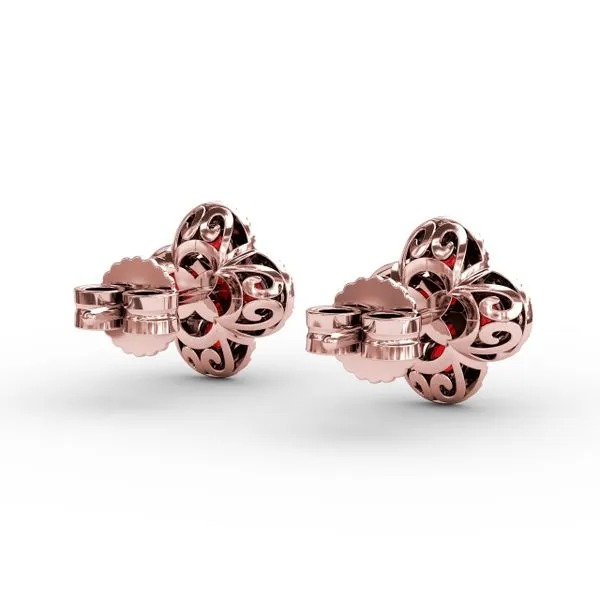 Endless Bliss Ruby and Diamond Cluster Studs Image 3 Orloff Jewelers Fresno, CA