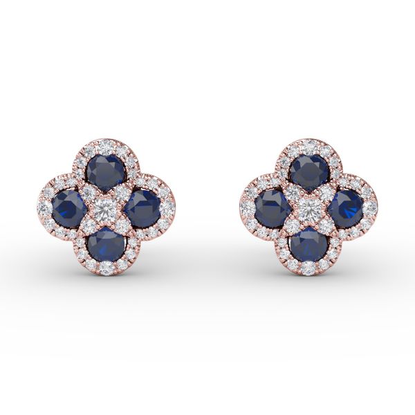 Endless Bliss Sapphire and Diamond Cluster Studs Selman's Jewelers-Gemologist McComb, MS