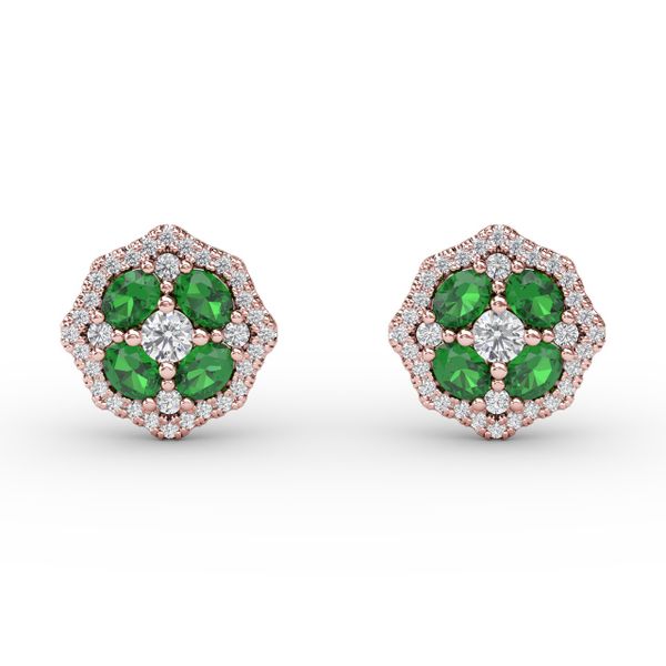 Striking Emerald and Diamond Stud Earrings S. Lennon & Co Jewelers New Hartford, NY