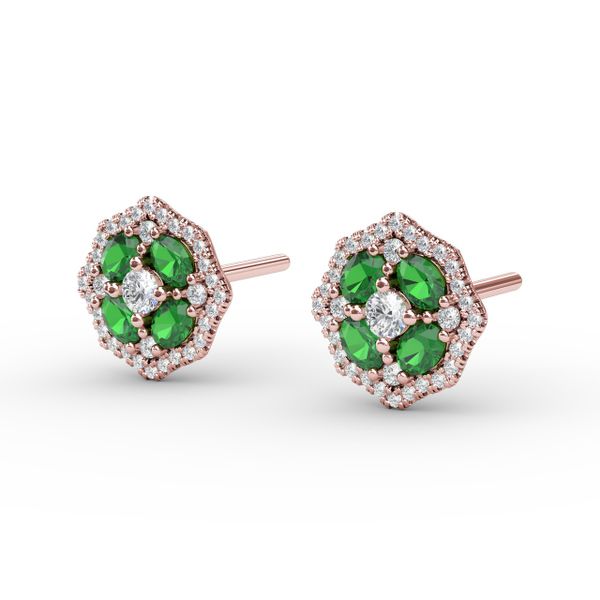 Striking Emerald and Diamond Stud Earrings Image 2 Milano Jewelers Pembroke Pines, FL