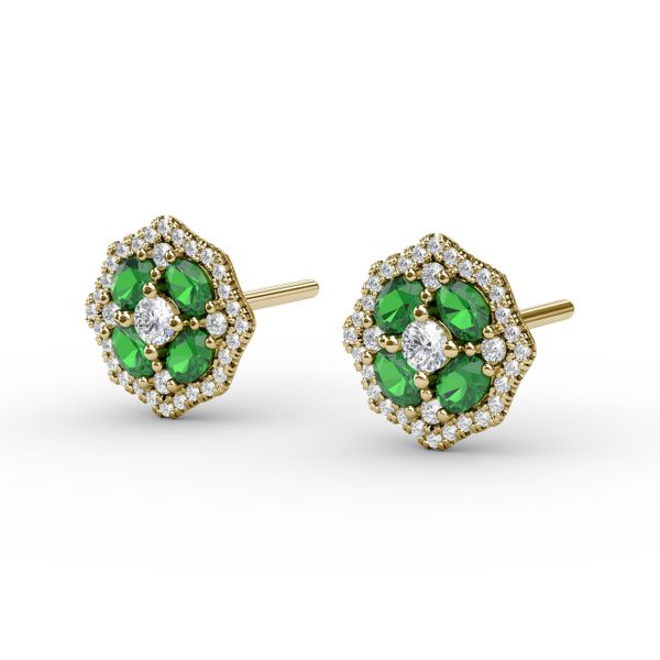 Striking Emerald and Diamond Stud Earrings Image 2 Jacqueline's Fine Jewelry Morgantown, WV