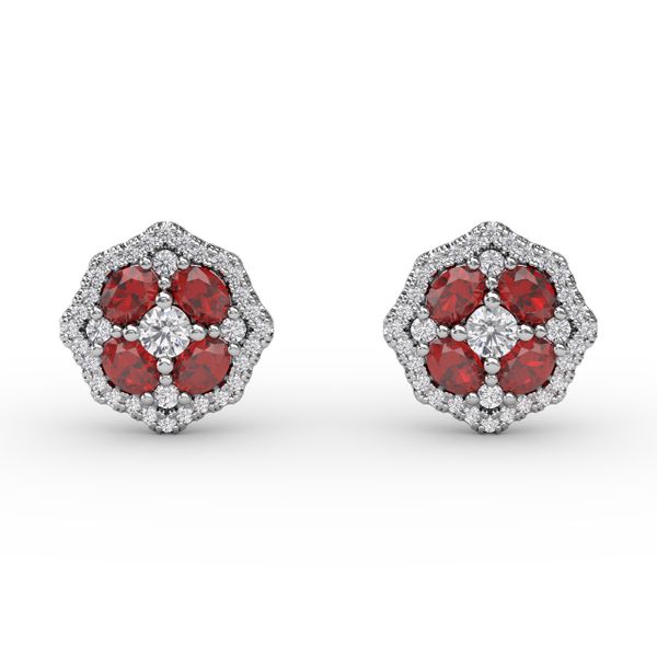 Striking Ruby and Diamond Stud Earrings Conti Jewelers Endwell, NY