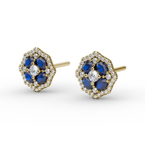 Striking Sapphire and Diamond Stud Earrings Image 2 D. Geller & Son Jewelers Atlanta, GA