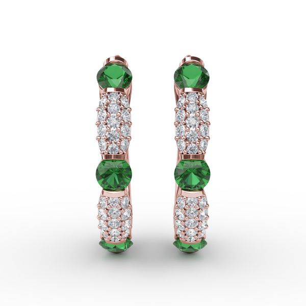 Whimsical Emerald and Diamond Hoops  J. Thomas Jewelers Rochester Hills, MI