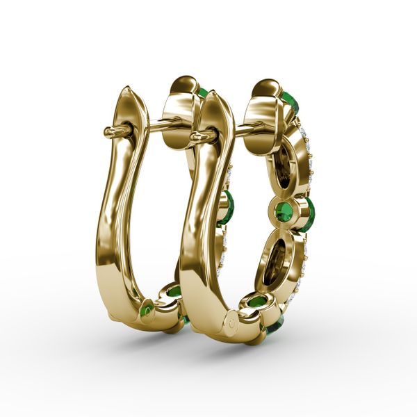 Whimsical Emerald and Diamond Hoops  Image 3 Graham Jewelers Wayzata, MN