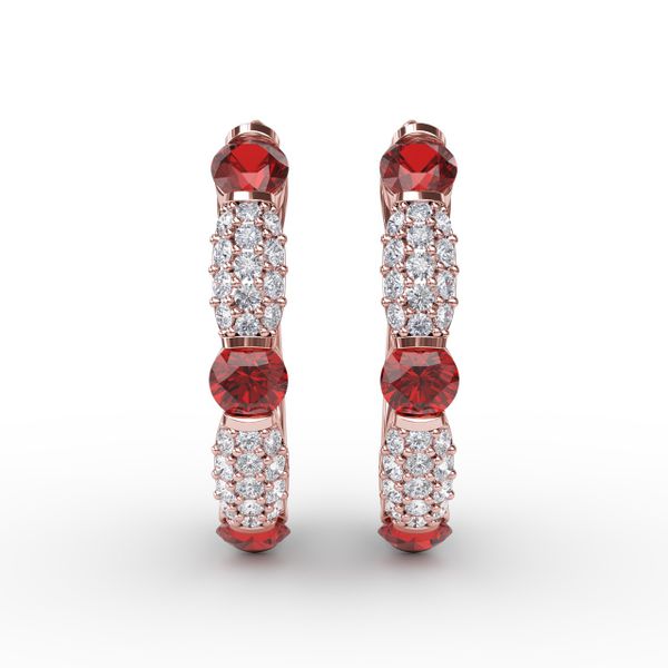 Whimsical Ruby and Diamond Hoops  Graham Jewelers Wayzata, MN