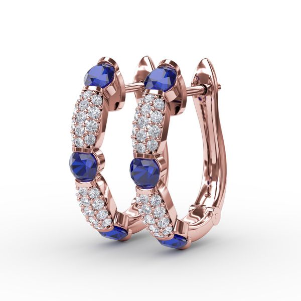 Whimsical Sapphire and Diamond Hoops  Image 2 Conti Jewelers Endwell, NY