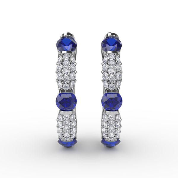 Whimsical Sapphire and Diamond Hoops  Conti Jewelers Endwell, NY