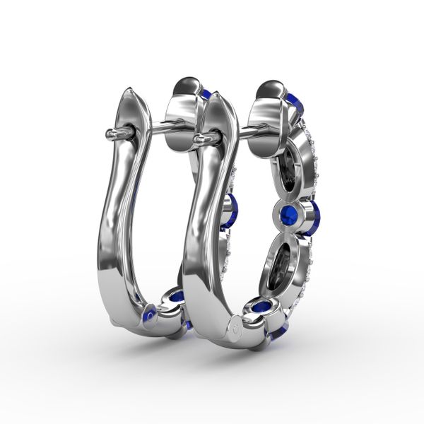 Whimsical Sapphire and Diamond Hoops  Image 3 Falls Jewelers Concord, NC
