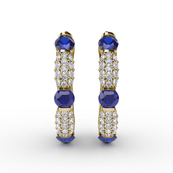 Whimsical Sapphire and Diamond Hoops  Shannon Jewelers Spring, TX