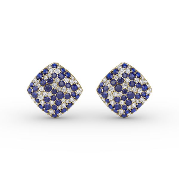 Large Pavé Sapphire and Diamond Studs  Gaines Jewelry Flint, MI