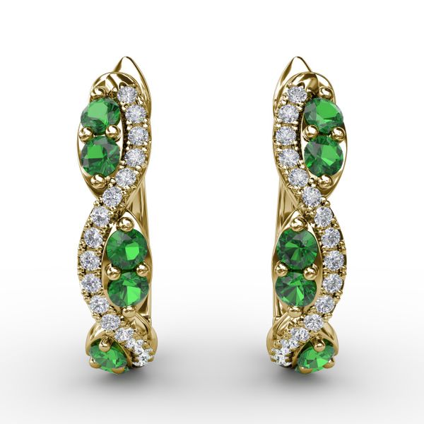 Emerald And Diamond Swirl Hoops  D. Geller & Son Jewelers Atlanta, GA