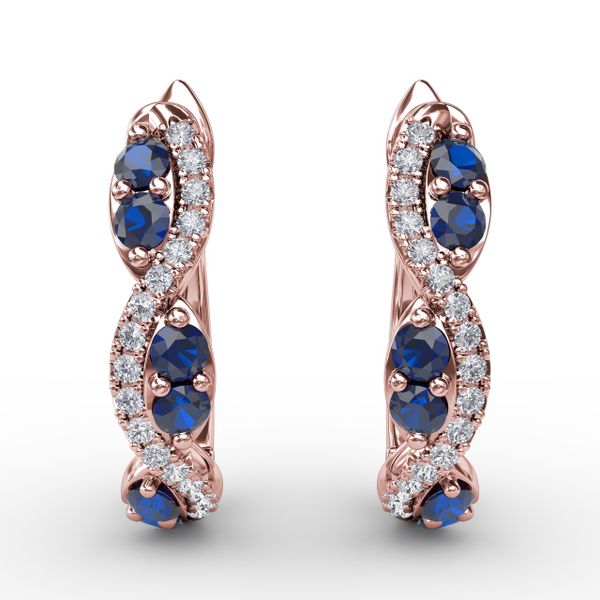 Sapphire And Diamond Swirl Hoops  John Herold Jewelers Randolph, NJ