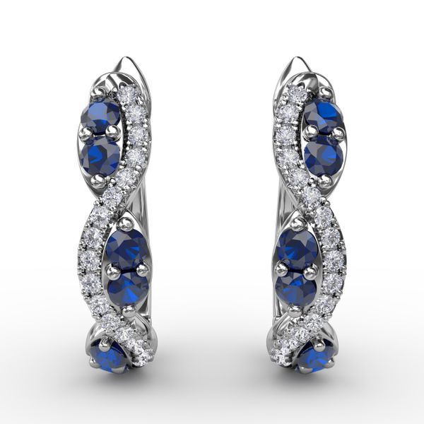 Sapphire And Diamond Swirl Hoops  Parris Jewelers Hattiesburg, MS