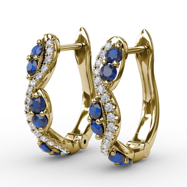 Sapphire And Diamond Swirl Hoops  Image 2 Bell Jewelers Murfreesboro, TN
