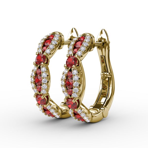 Vintage Ruby and Diamond Hoops  Image 2 J. Thomas Jewelers Rochester Hills, MI