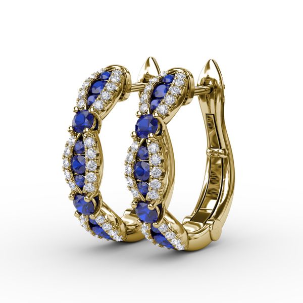 Vintage Sapphire and Diamond Hoops  Image 2 Sanders Diamond Jewelers Pasadena, MD