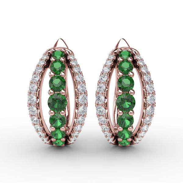Emerald and Diamond Hoop Earrings  S. Lennon & Co Jewelers New Hartford, NY